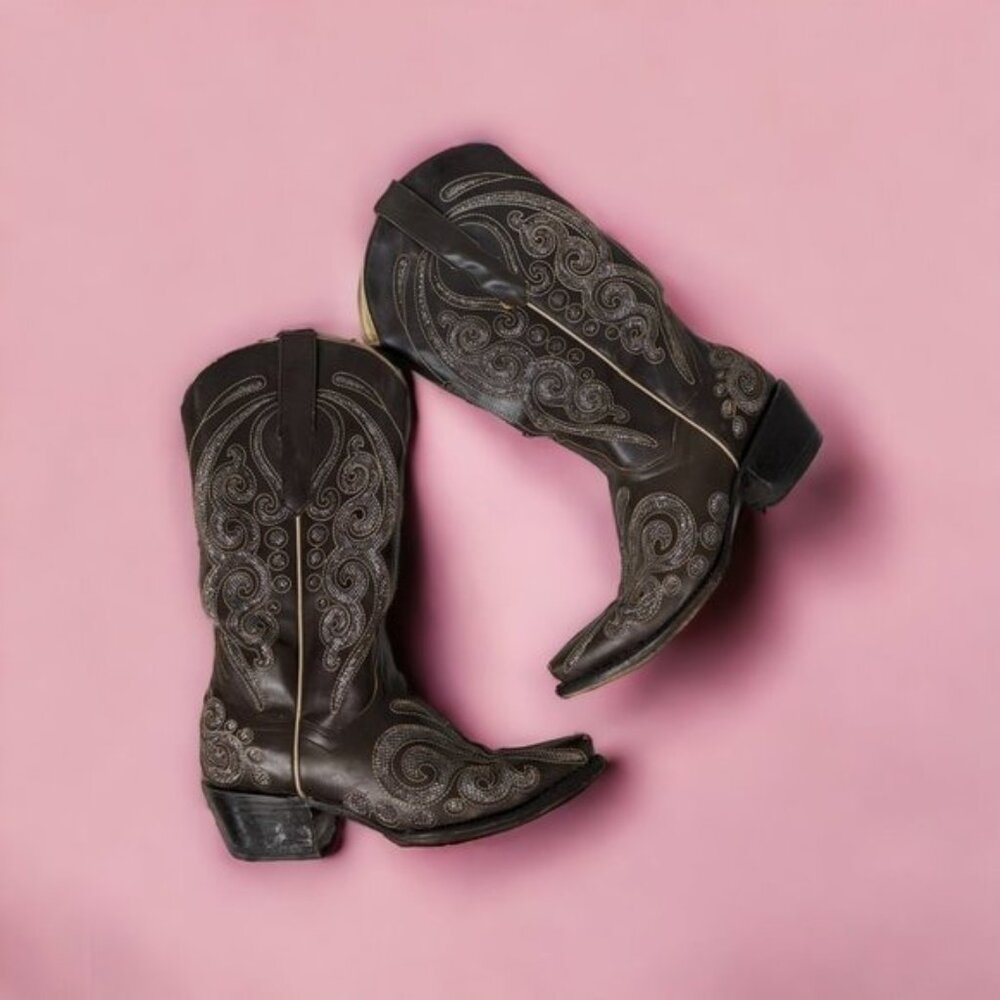 Republic of Texas Black Boots Western Cowboy Boots Size 6 Women